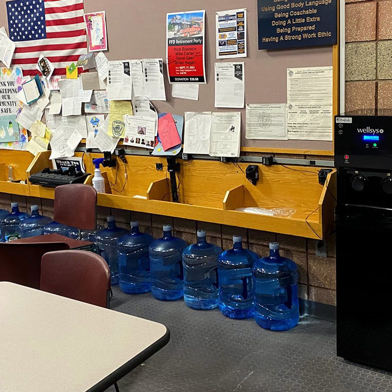 Water coolers and bottles in office cabins