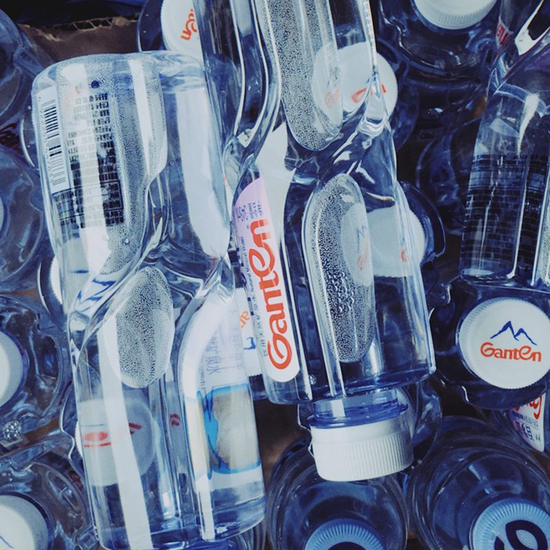 Plastic bottles of Ganten